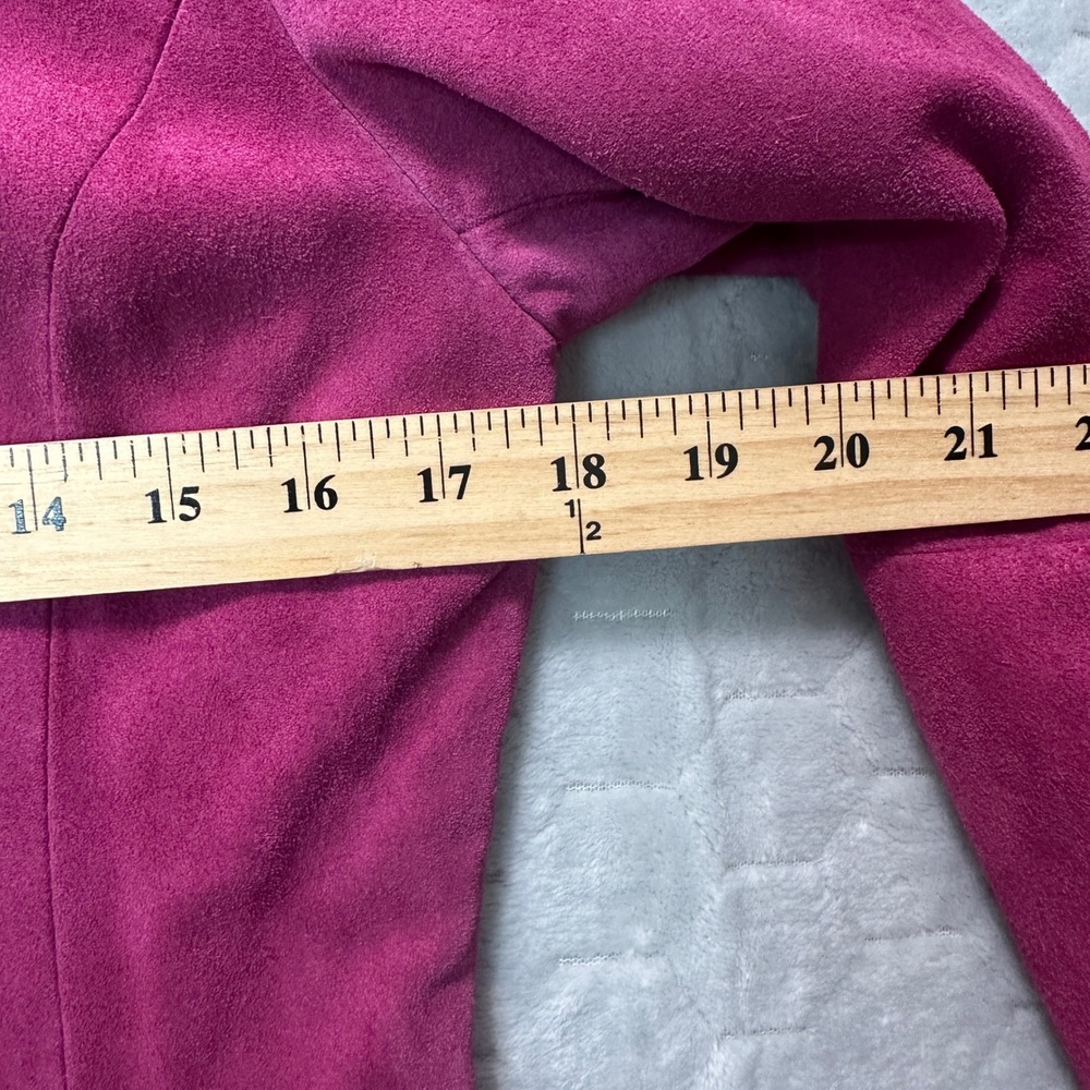 Ann Taylor Suede Leather Moto Jacket Pink Zip‎ Front Collar Women Retro Grunge S - Picture 6 of 7